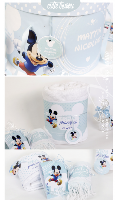 Trusou de botez brodat pentru baieti cu Mickey Mouse, Little man 11
